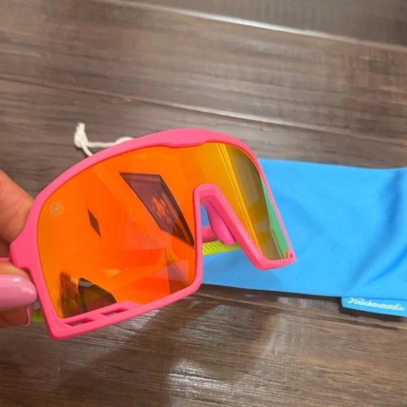 Knockaround Sunglasses Campeones Polarized Pink Orange Red Lenses - Picture 3 of 8